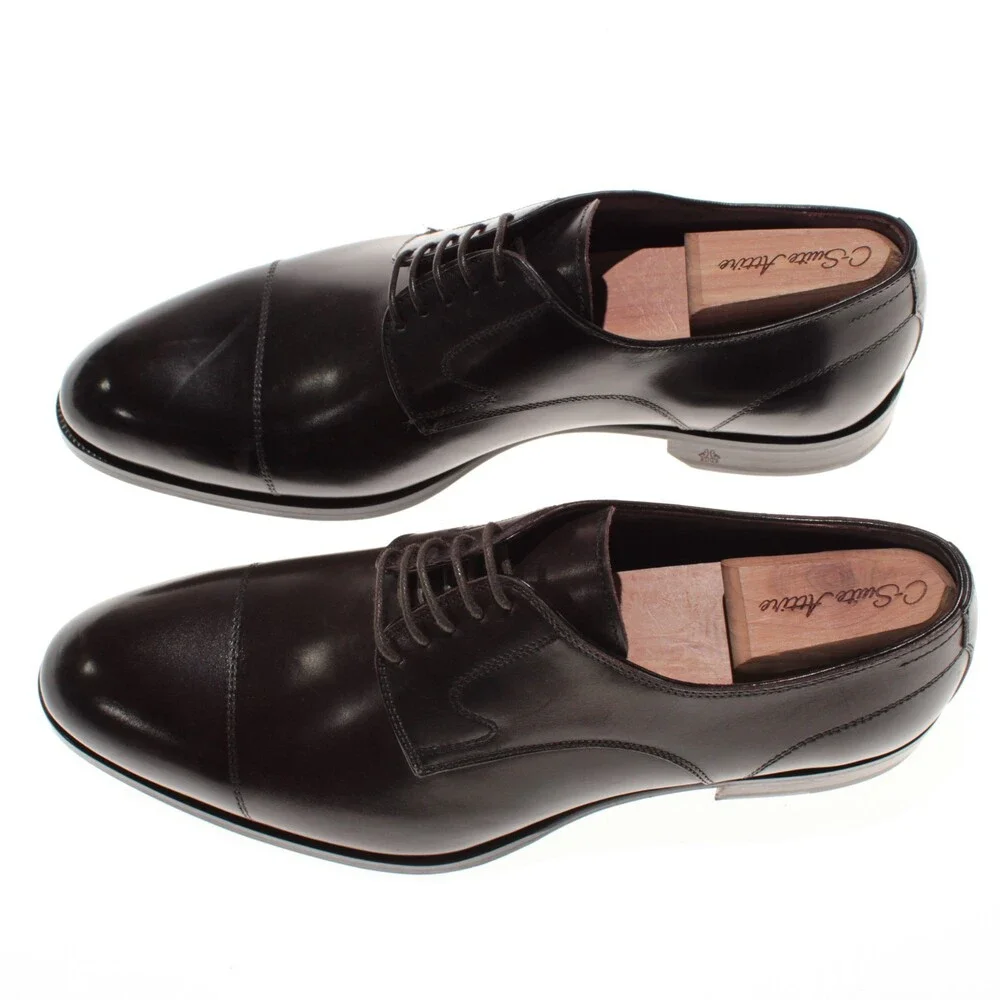 Di Bianco NWD Lace Up Derby Dress Shoes Size 42 (US 9) in Black Leather